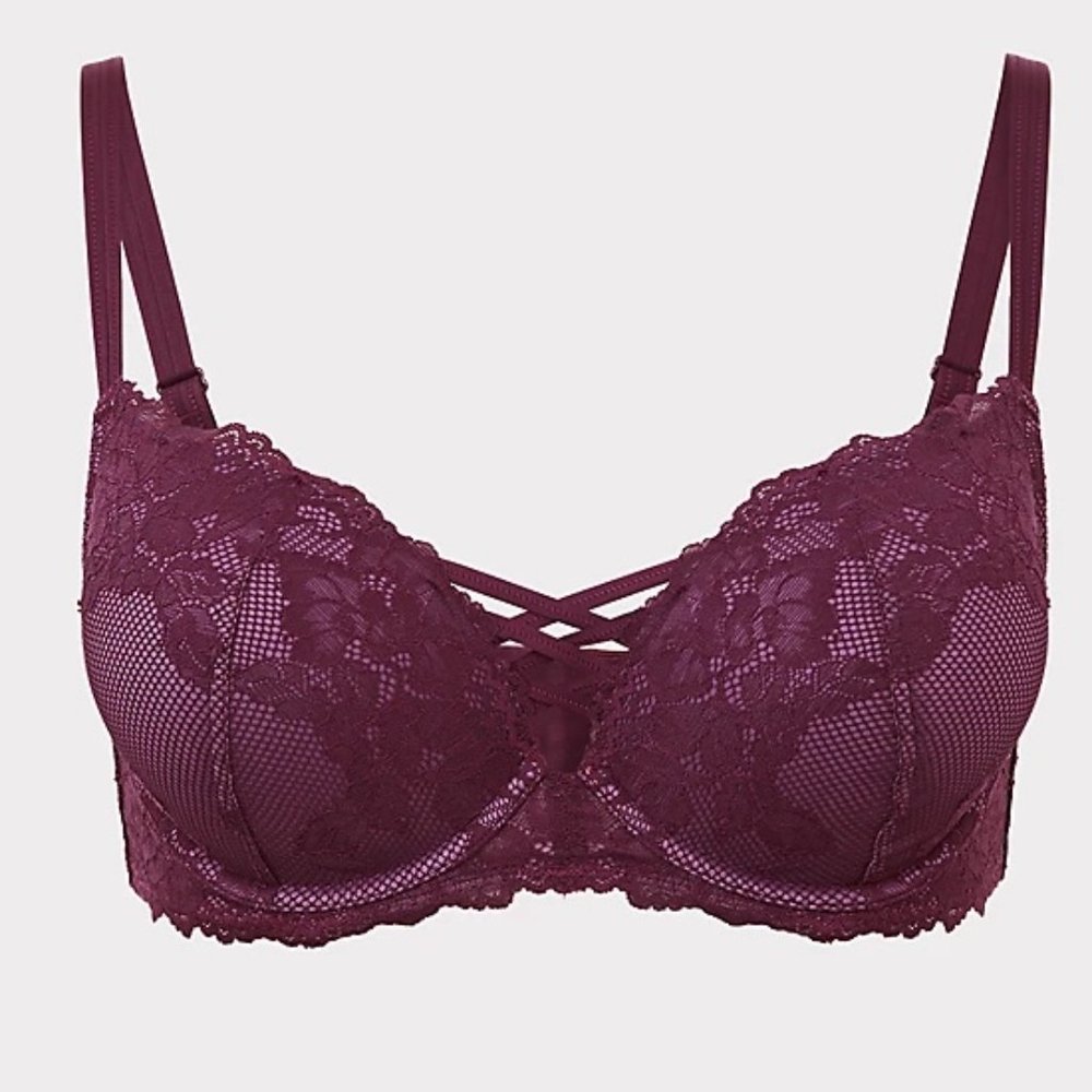 Torrid NWT 40D Lace Corset Push Up Plunge Bra Purple